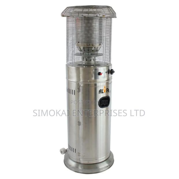 Short Stand Gas Patio Heater – 1.35m Tall - Stainless Steel