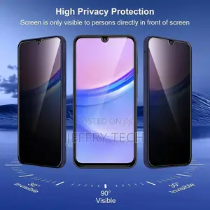 Privacy Full Glass Screen Protector for Samsung A15 - Black
