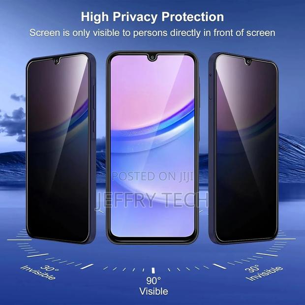 Privacy Full Glass Screen Protector for Samsung A15 - Black - thumbnail 2