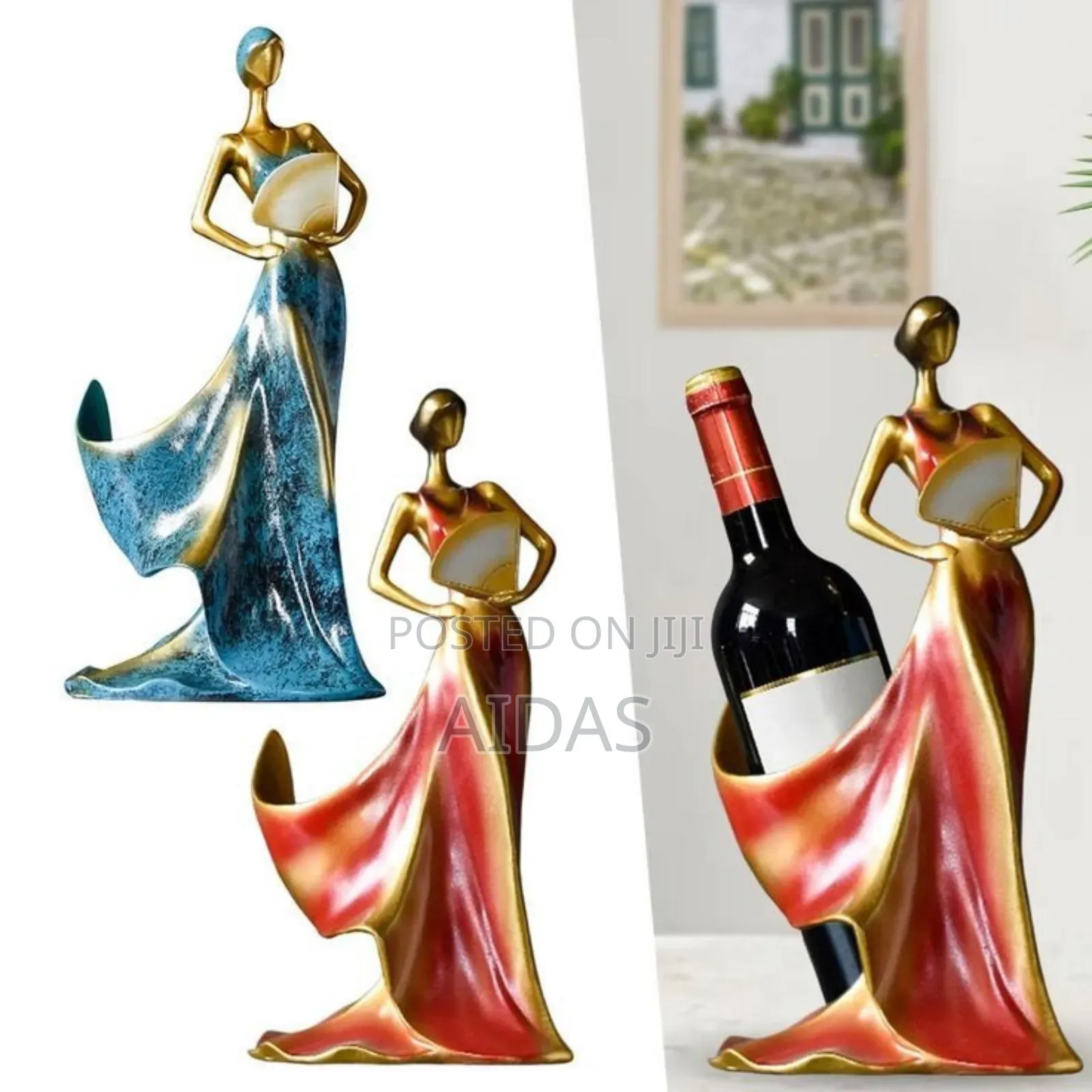 Elegant Nordic Style Rack Girl Statue Wine Holder