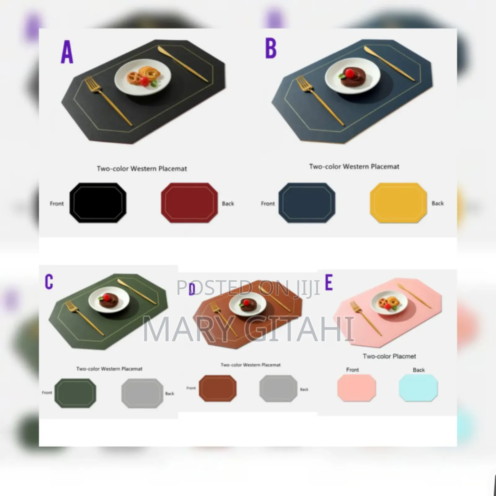 Double Sided PU Leather Nordic Style Antislip Tablemats at