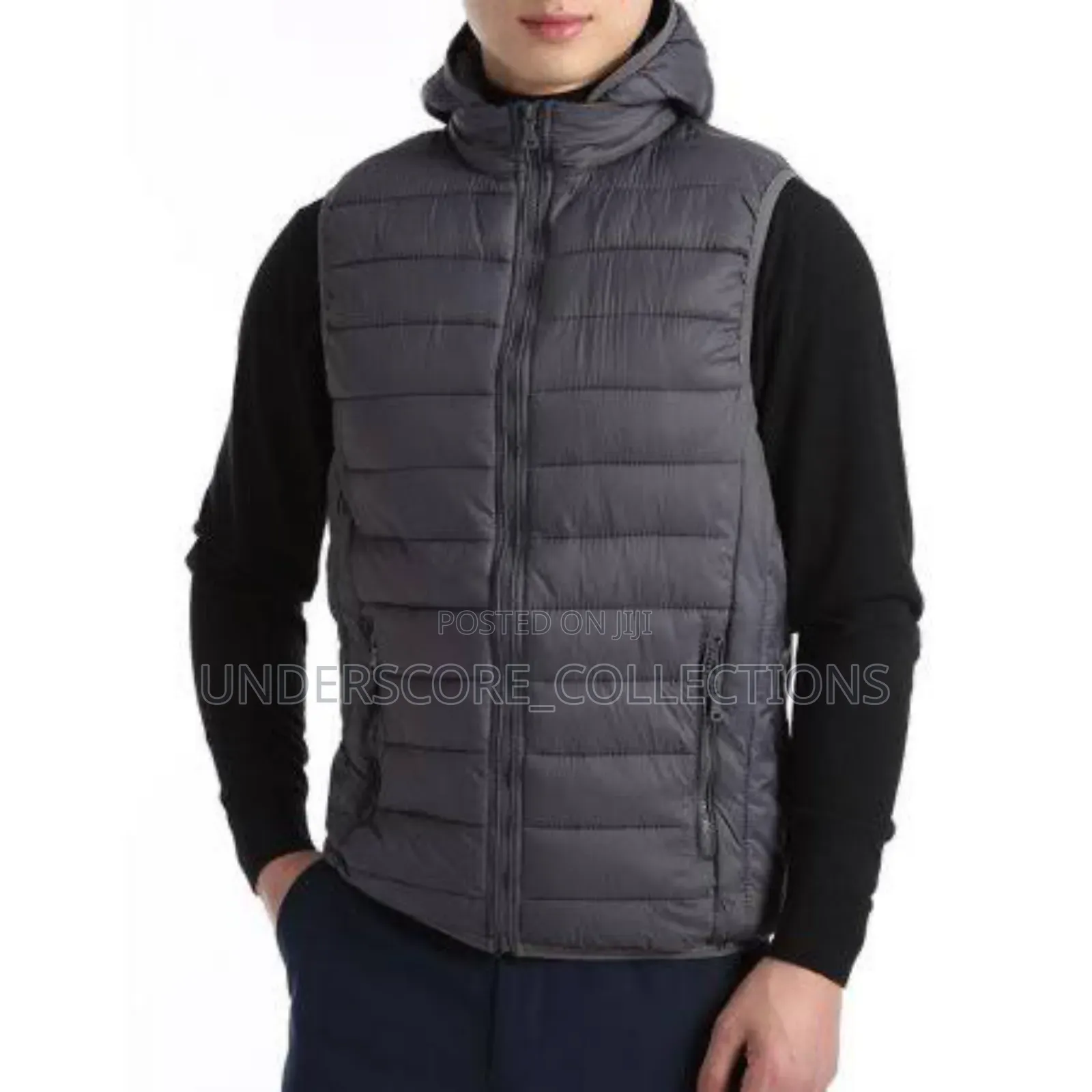 Men Sleeveless Puff Jacket With Detachable Hat