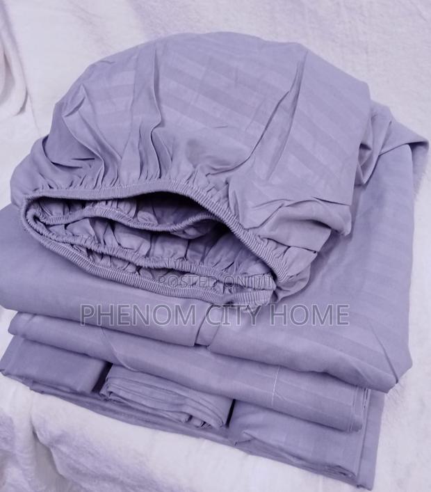 Plain Stripped Fitted Cotton Bedsheet Set - thumbnail 2