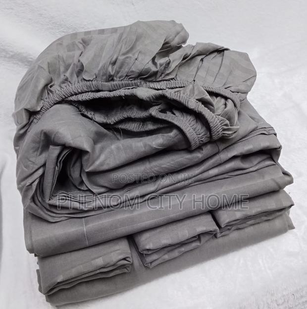 Plain Stripped Fitted Cotton Bedsheet Set