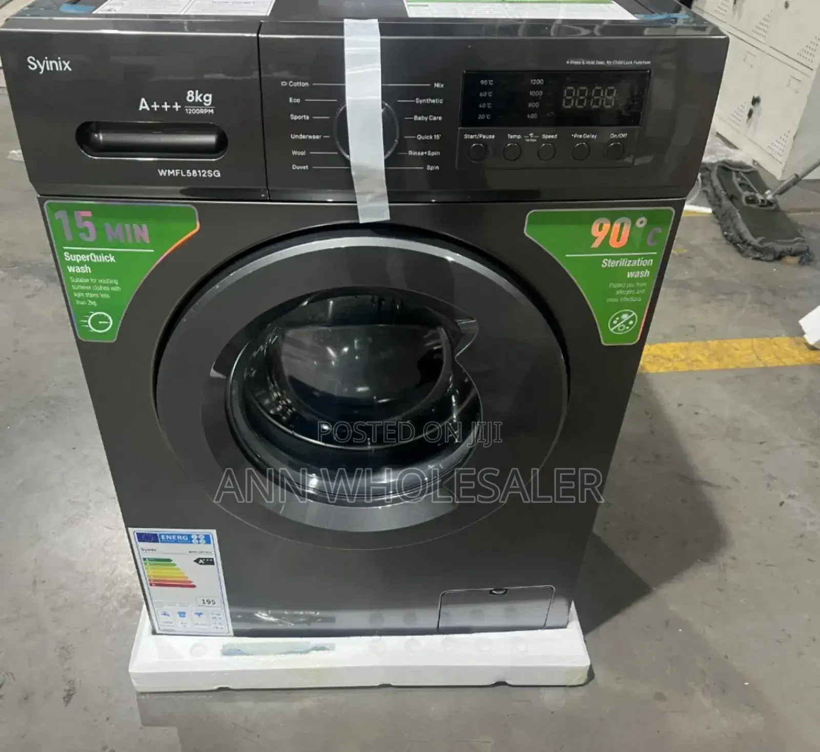 Grey Syinix 8kgs Front Washing Machine S/-Fl