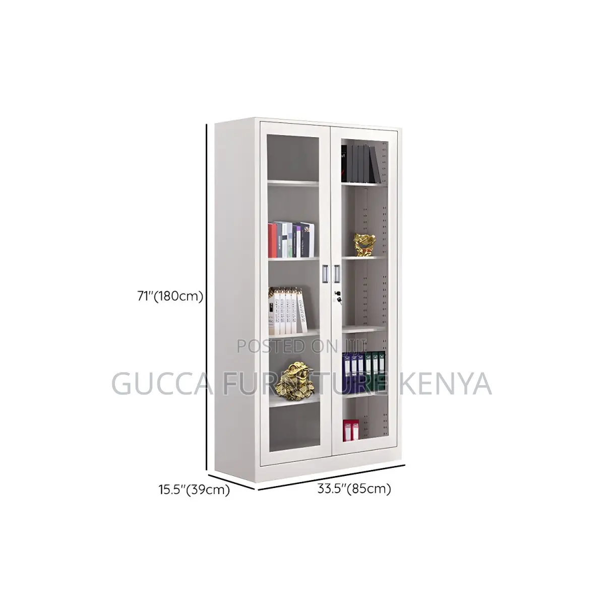 Cabinets:2-Wide Glass Door Gray Storage Office Cabinet