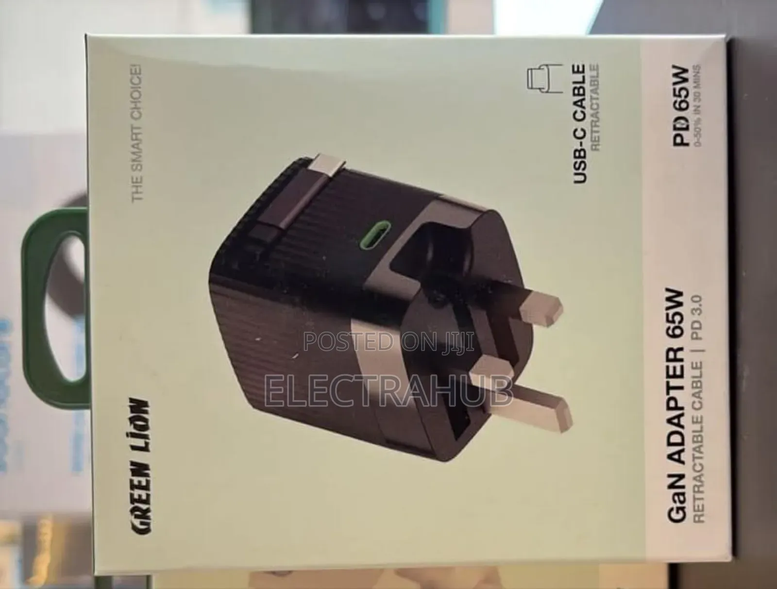 Green Lion 65W PD With Retractable Built in Cable New Sealed