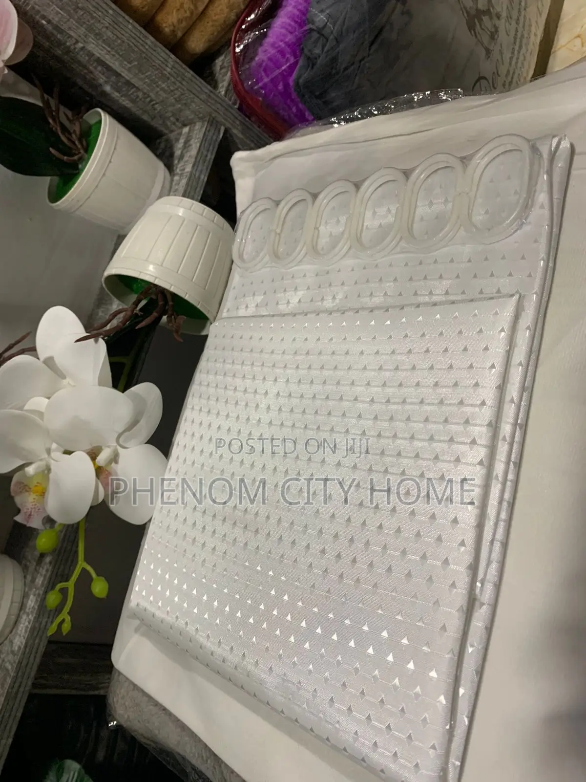 White Plain Bathroom Curtains