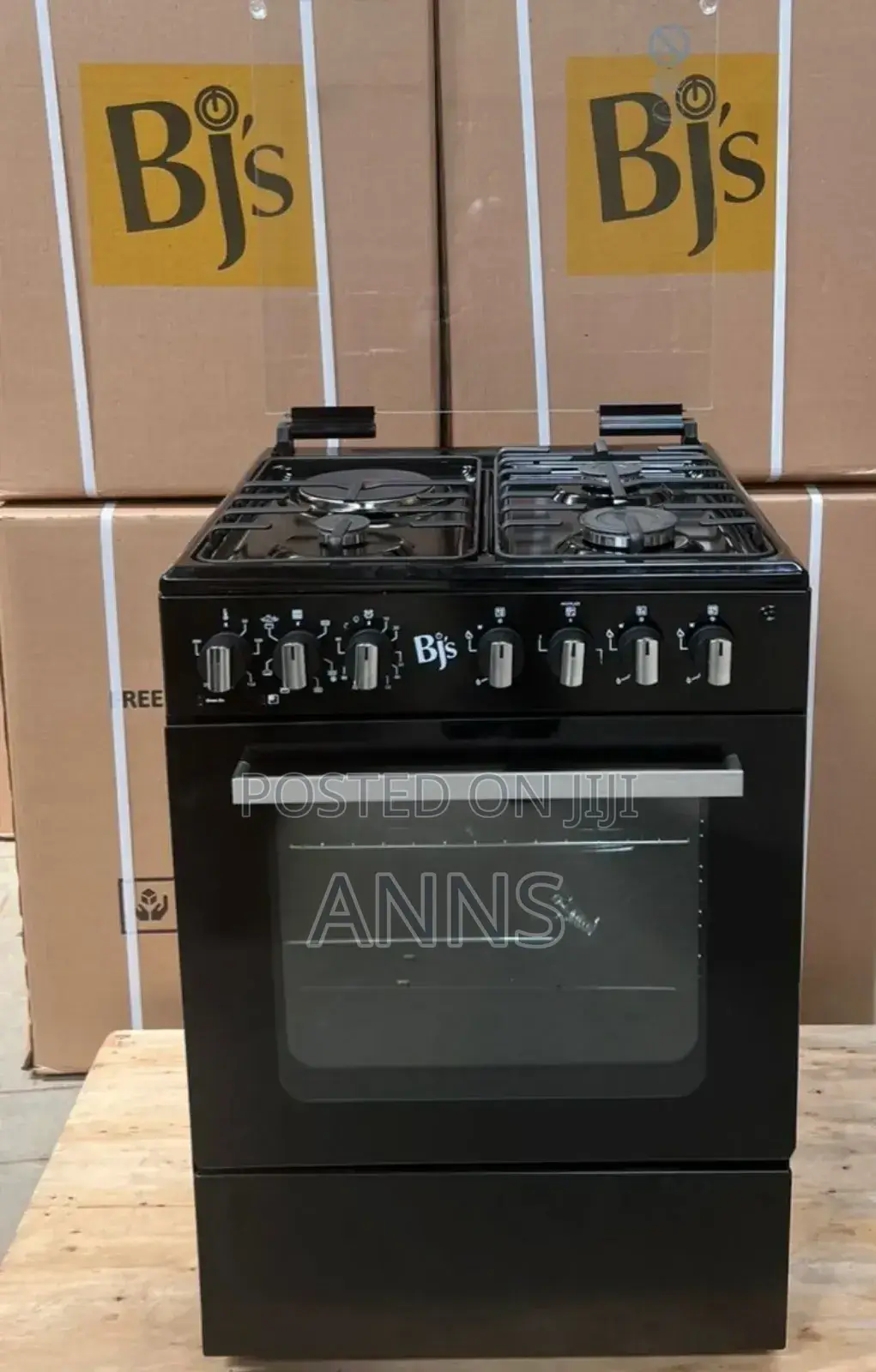 Black BJS 60X60 3-Gas+1 Hot Plate With Turbo-Fan