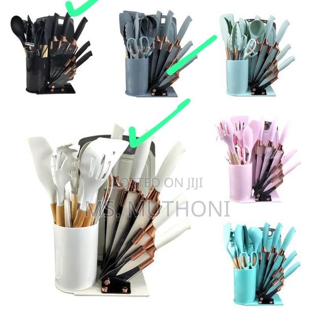 19pcs MARBLE Heat Resistant Silicone Cooking Spoon Set - thumbnail 2