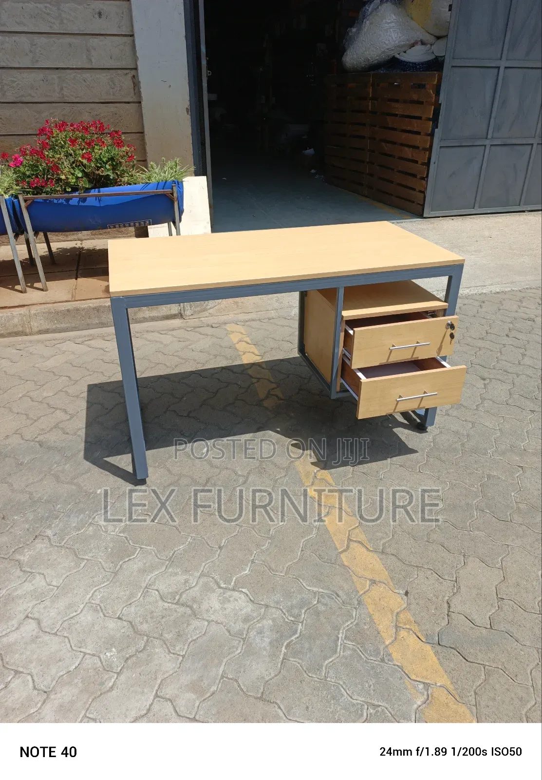Modern Metallic Frame Office Desk
