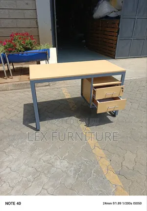 Modern Metallic Frame Office Desk