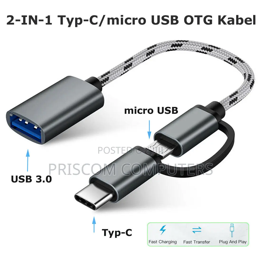 2 In 1 USB 3.0 OTG Adapter Cable Type-c Micro USB To USB 3.0