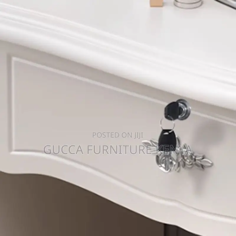 Dressers: White Classy Modern Wood Makeup Vanity Table