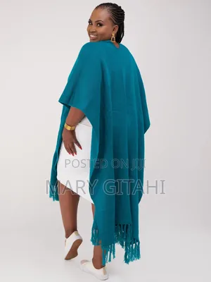 Warm*Vivo Double Layered Poncho With Fringes