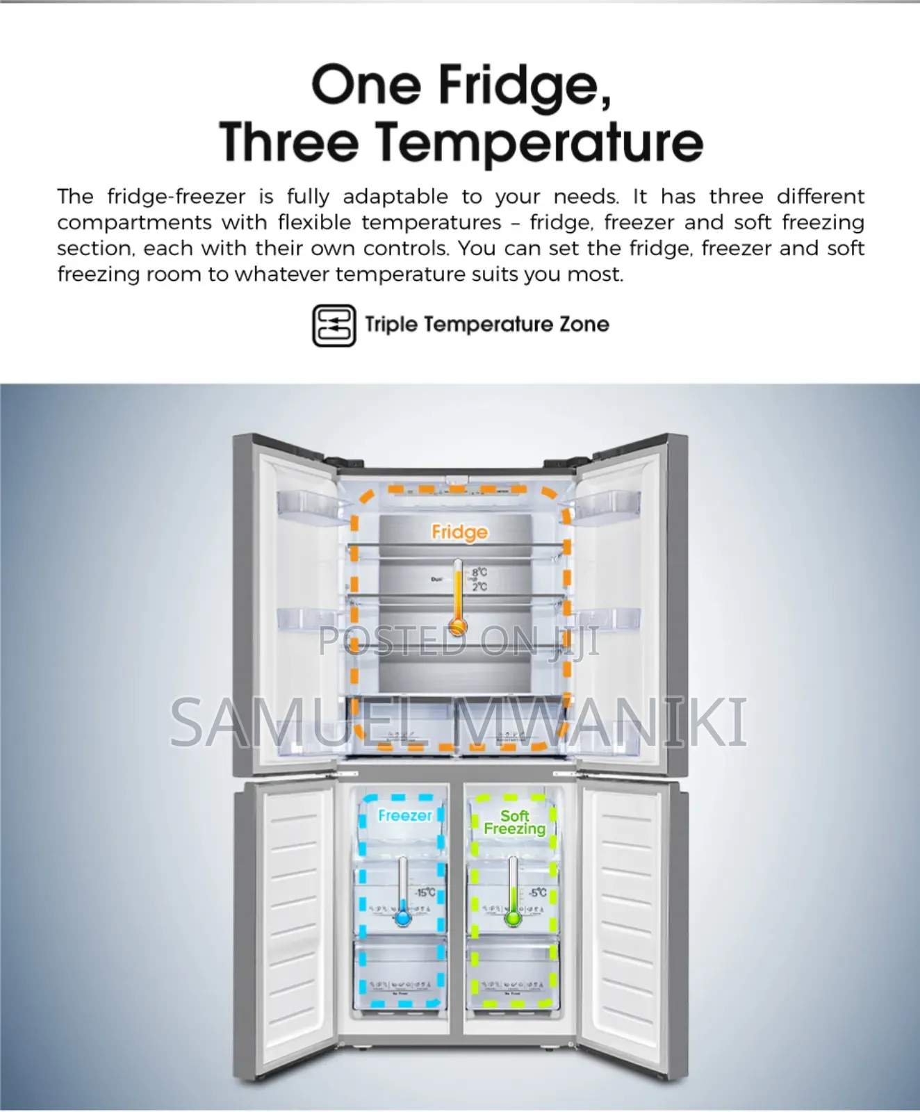 Hisense 470 Liters French Four Doors Refrigerator