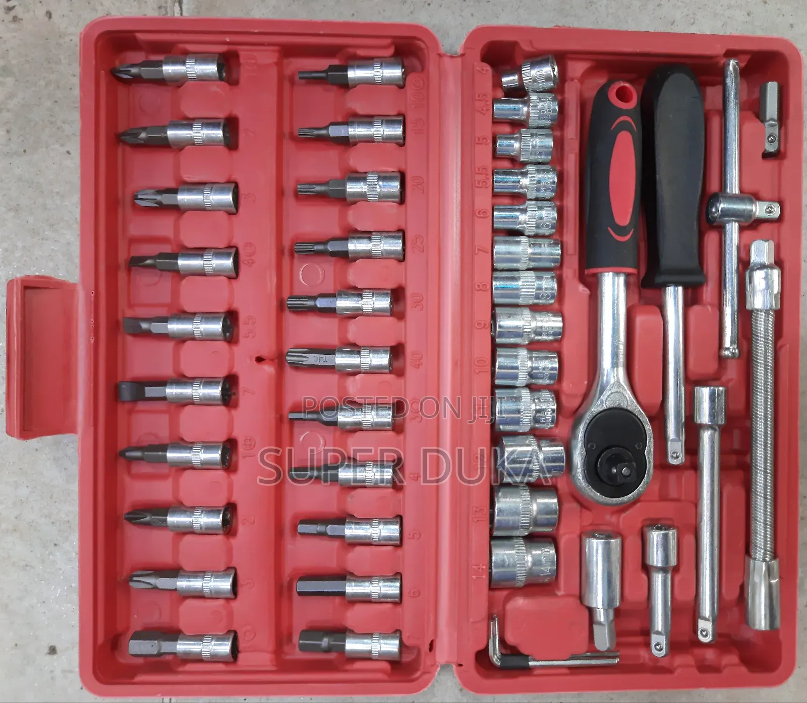 Socket Ratchet Set.46 Piece Box Adjustable Wrench.Chromium