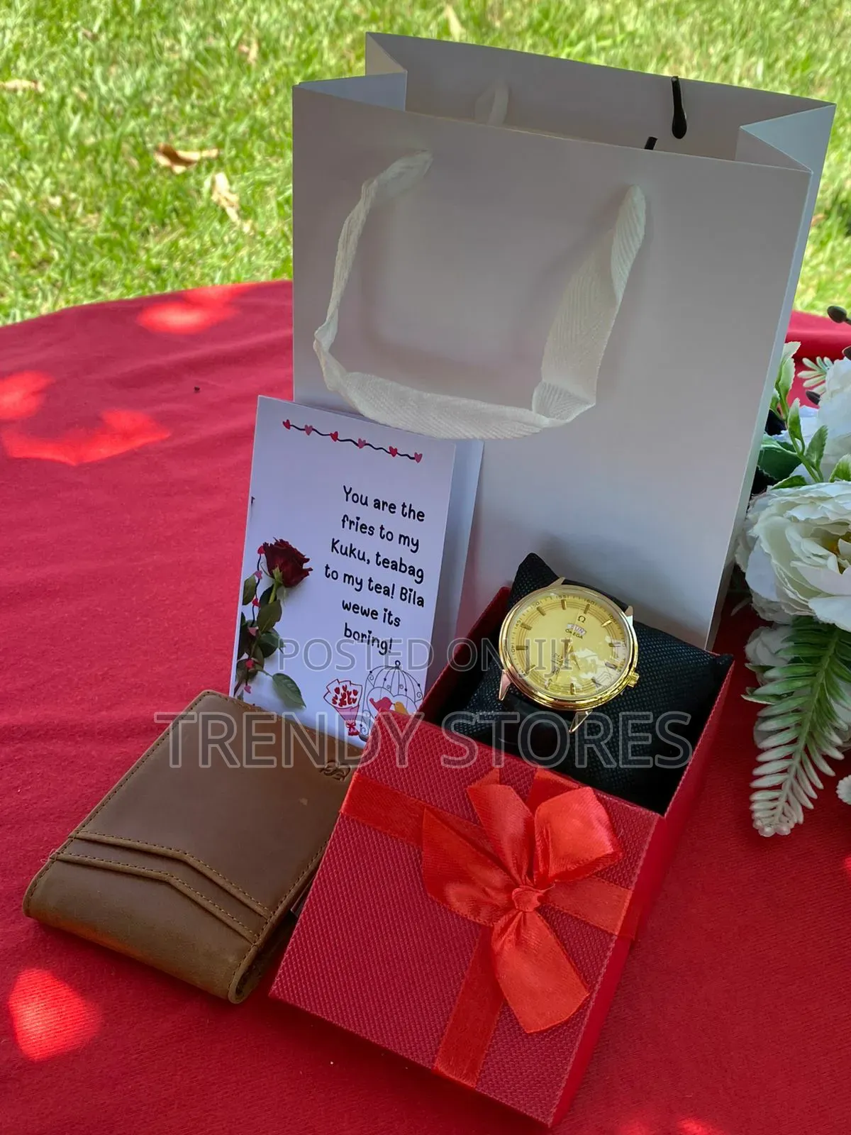 Brown Men's Leather Watch Valentine's Gift Set