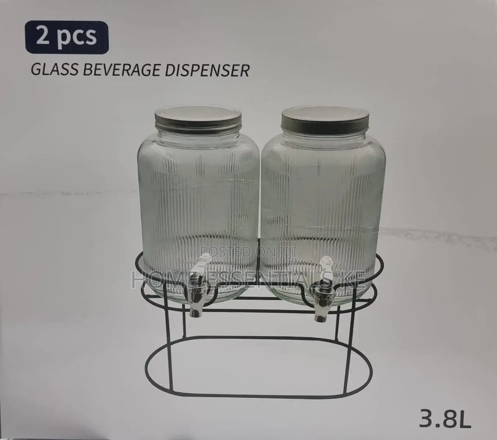 Black Steel Base 3.8L Clear Glass Beverage Dispenser