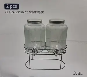 Black Steel Base 3.8L Clear Glass Beverage Dispenser