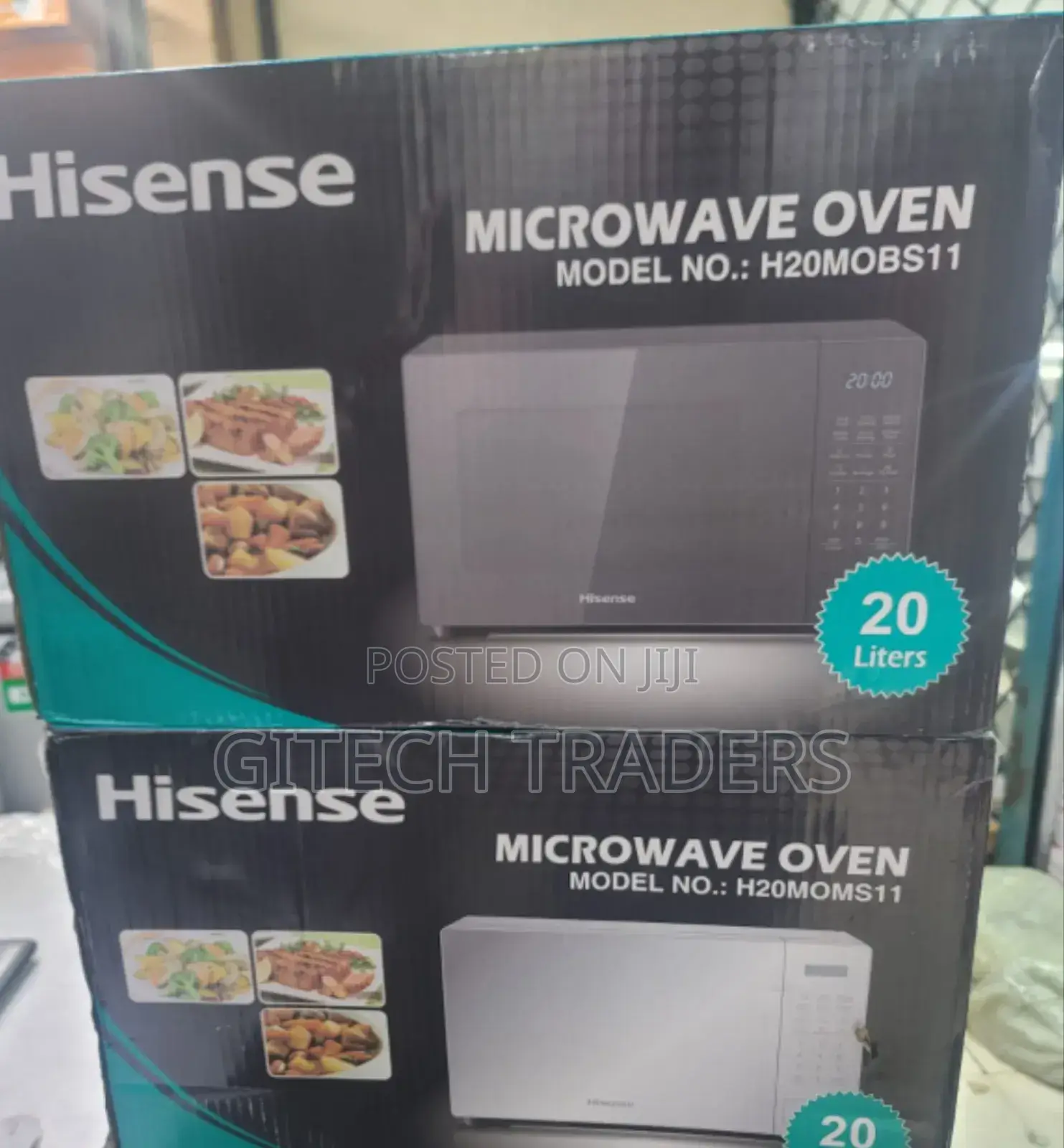 Silver and Black Hisense Digital Microwave