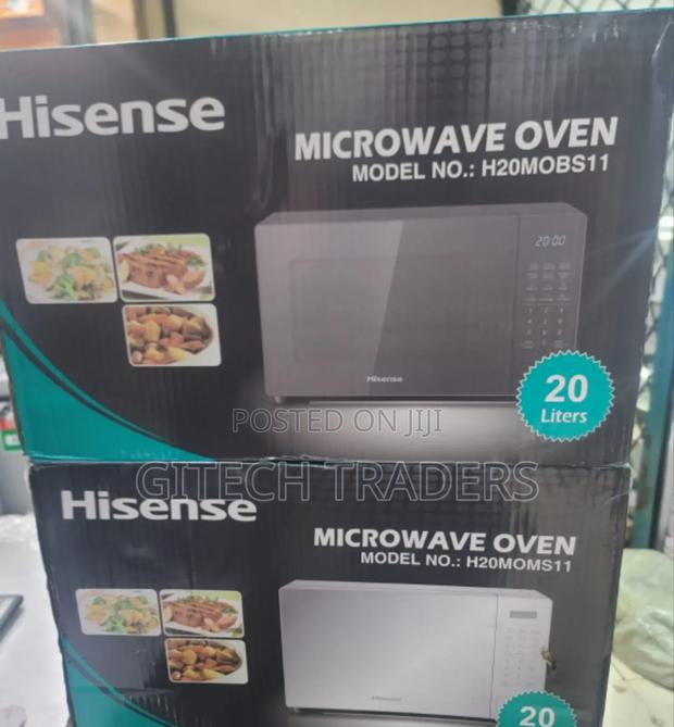 Silver and Black Hisense Digital Microwave
