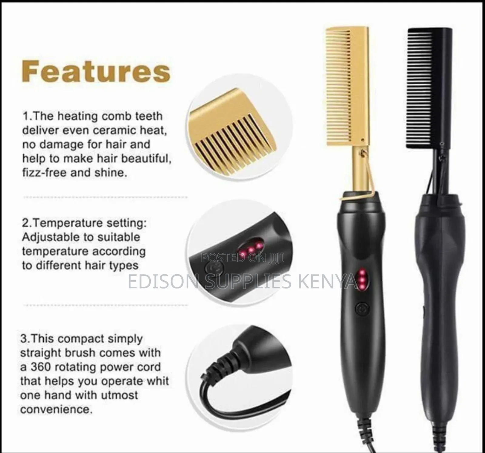 Hot Comb Golden Straight Comb for Wigs and Natural Hair. Good Quality