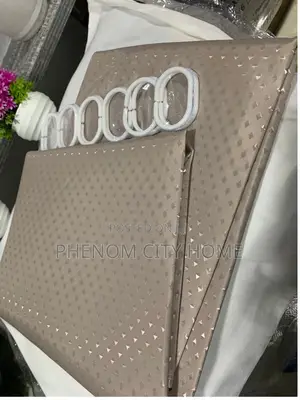 Grey Plain Polyester Shower Curtains With Dot Design