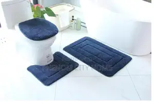 Navy Blue Flocking Toilet Mats