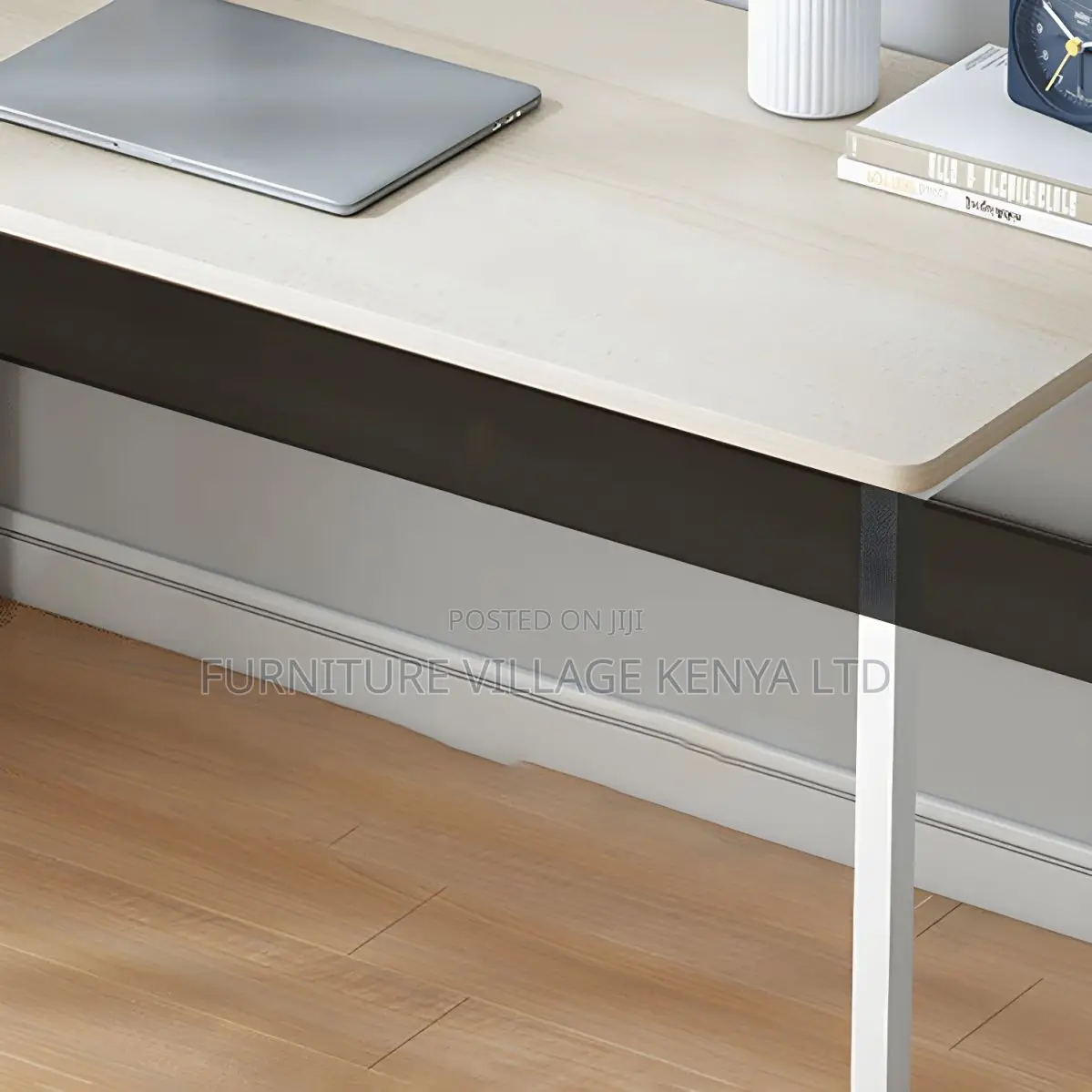 Modern Square Office Desk With Metal H-Shaped Base