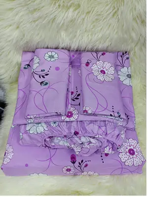 Purplish Bedsheet Set With Mattress Cover/Fitted Bedsheet
