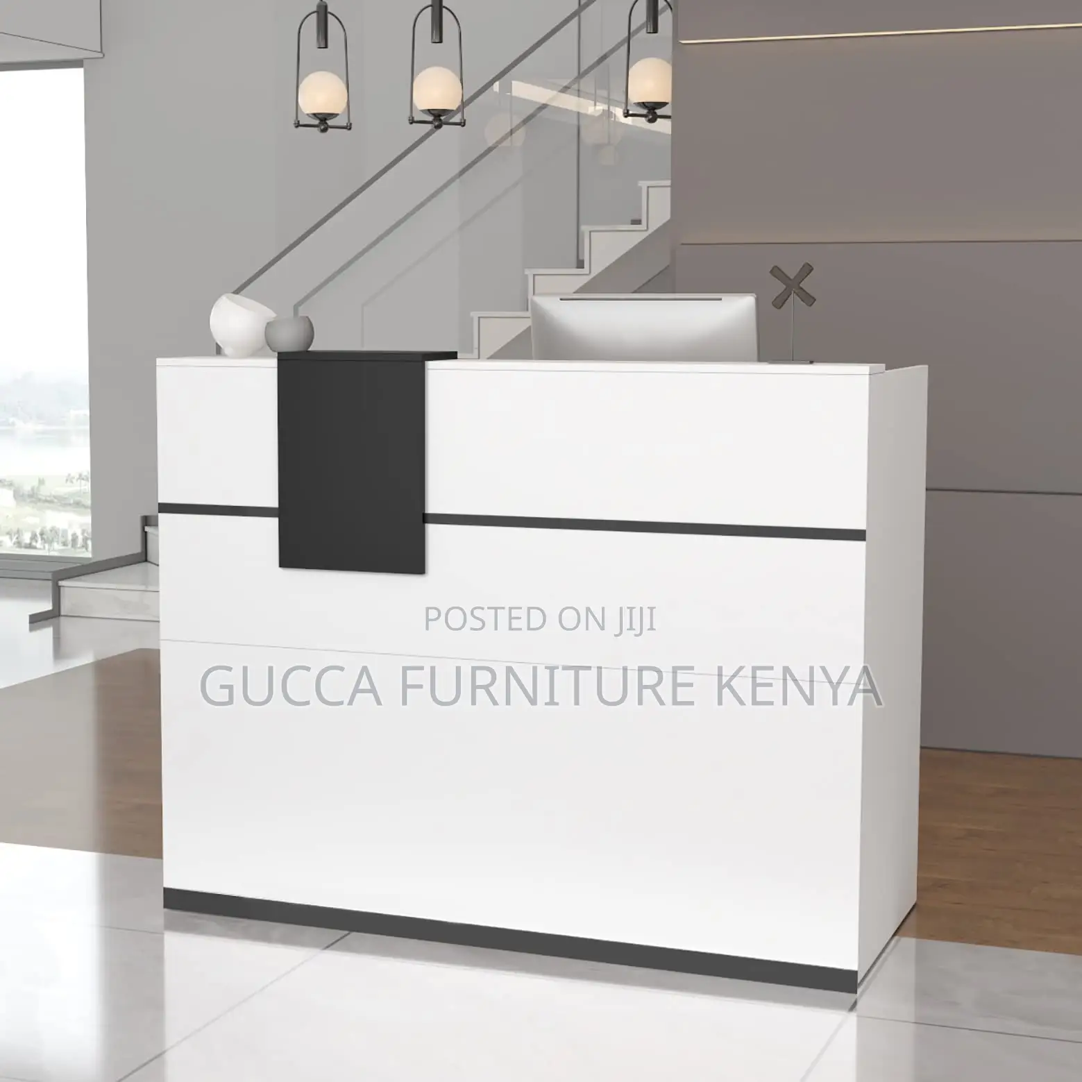Reception Desk:140cm Modern Reception Counter Office Desk