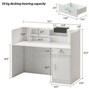Reception Desk:140cm Modern Reception Counter Office Desk