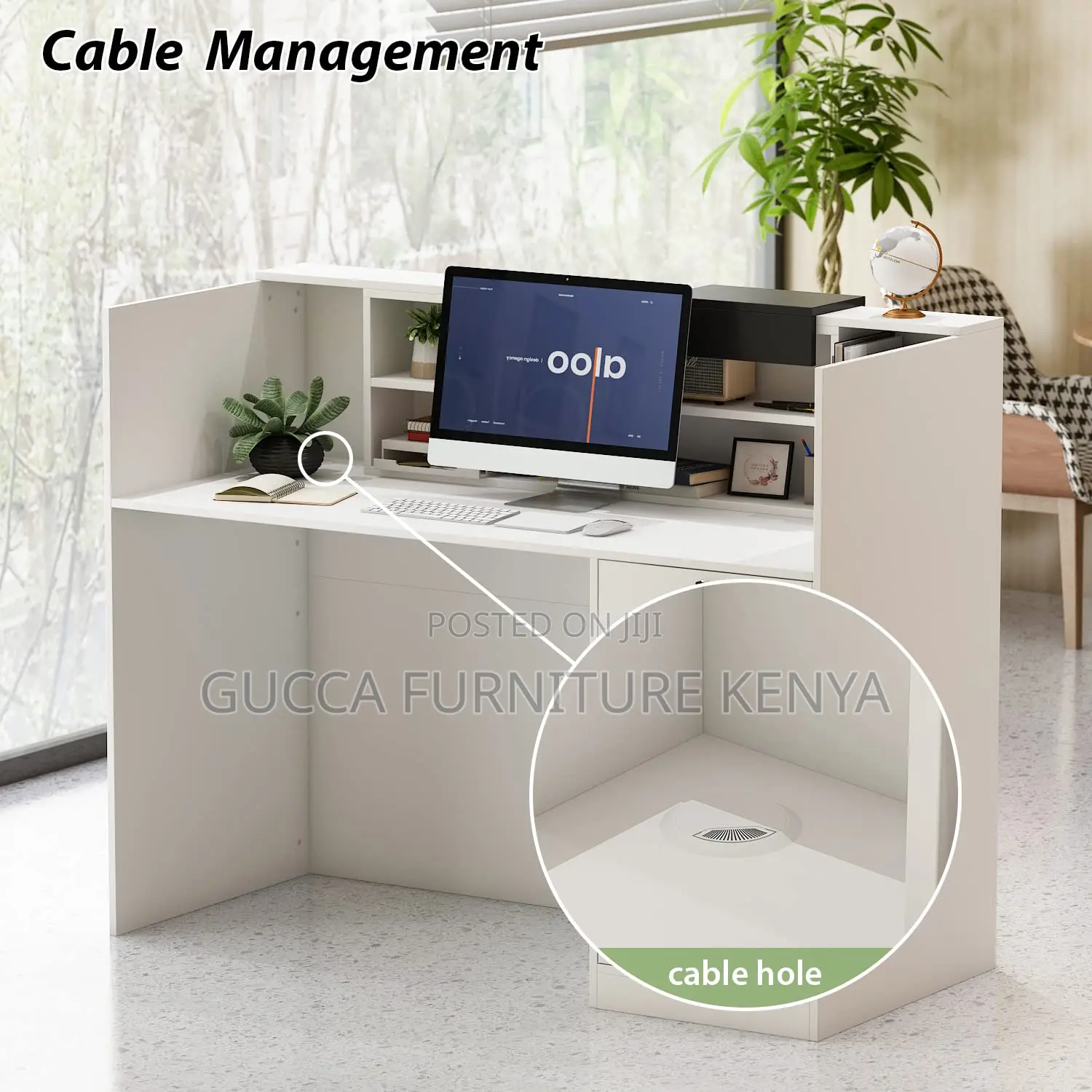 Reception Desk:140cm Modern Reception Counter Office Desk