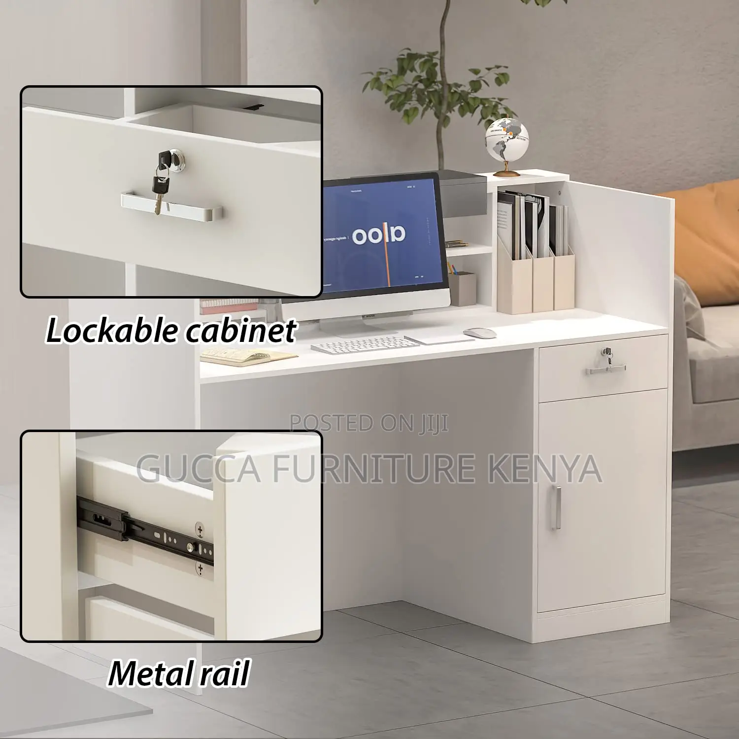 Reception Desk:140cm Modern Reception Counter Office Desk