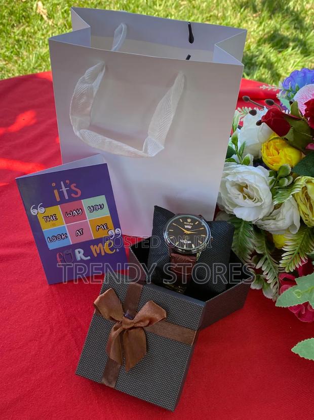 Brown Leather Watch Men's Gift Set - main view