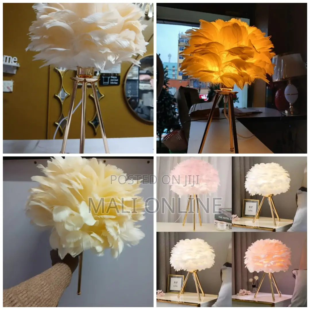 Feather Table Lamp Elegant Modern Tripod Desk Lights