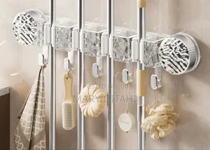 4-Holes Multi-Purpose Hooks Mop Hanger /