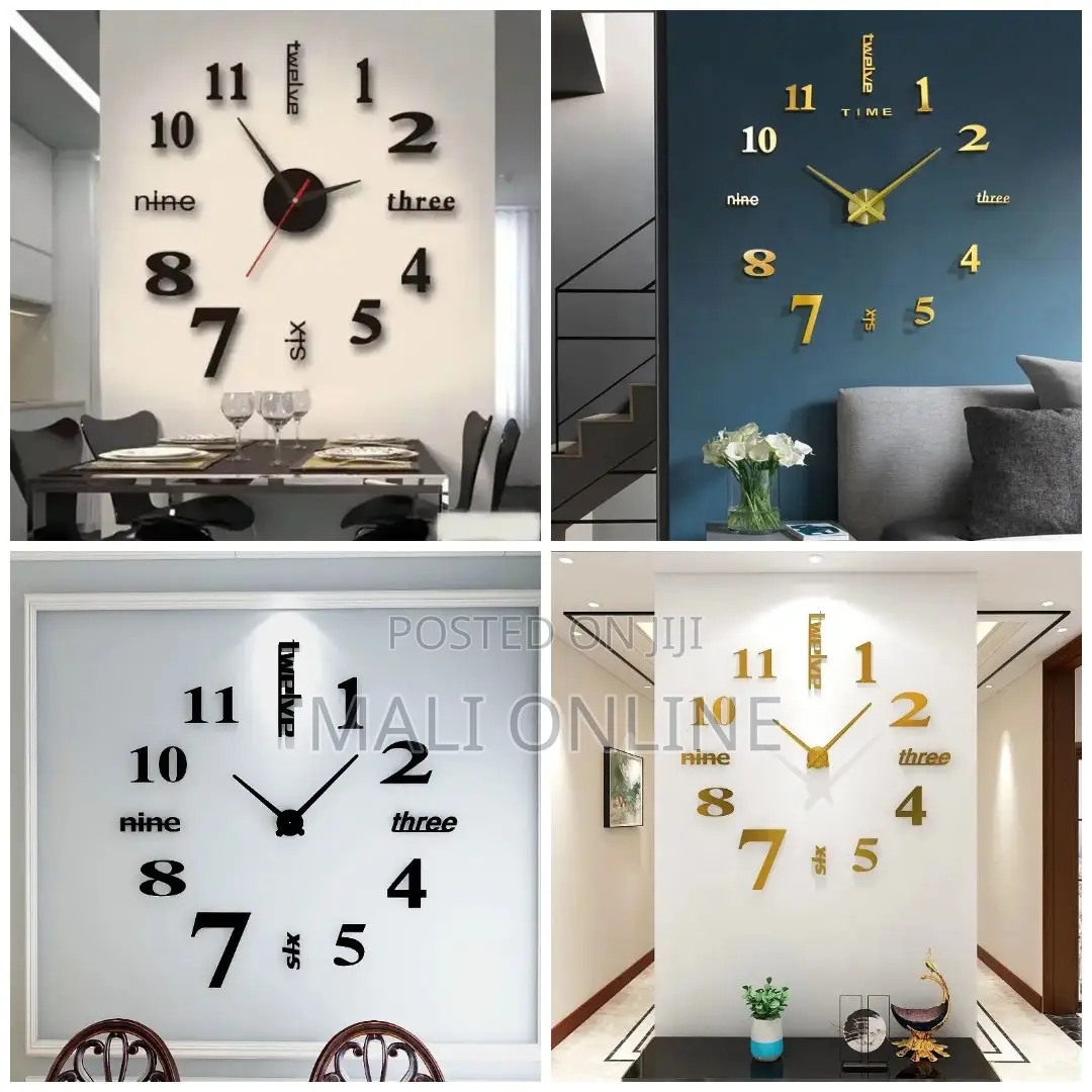 Fashion 3D DIY Wall Clock Decor Sticker Mirror Frameless