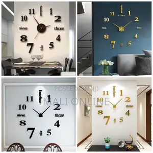 Fashion 3D DIY Wall Clock Decor Sticker Mirror Frameless