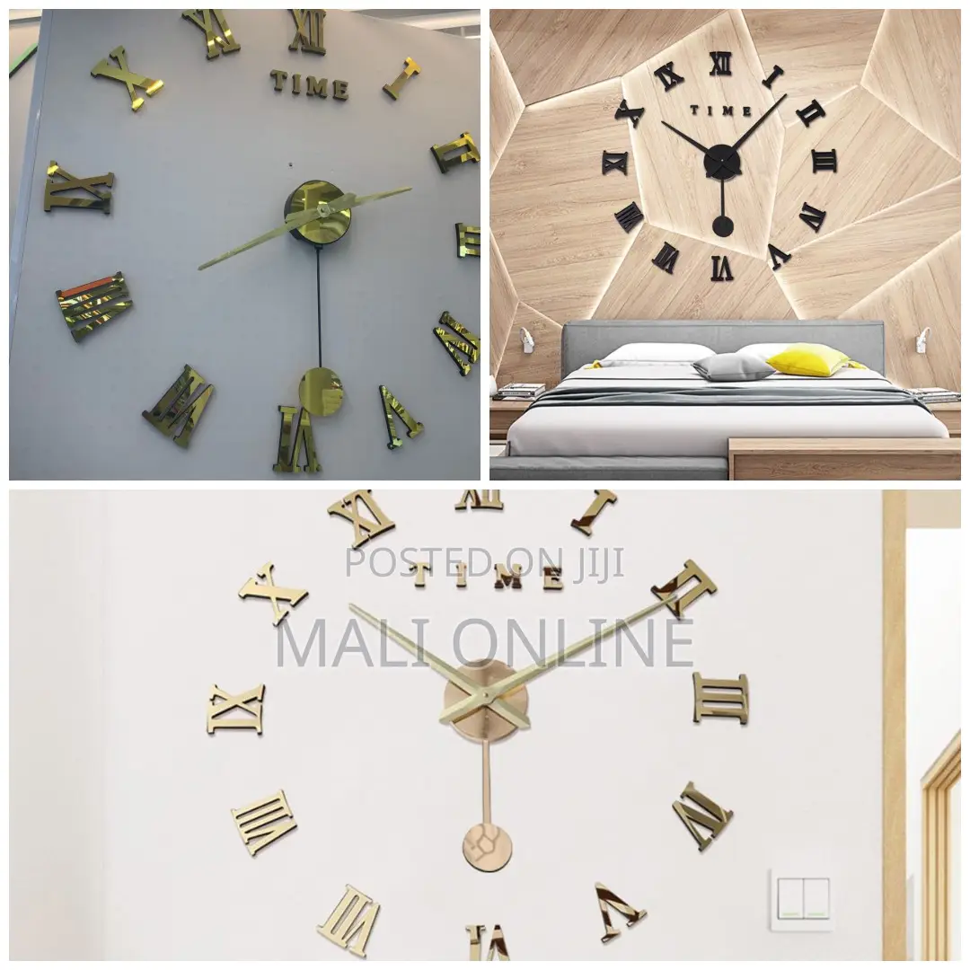 Acylic 3D Wall Clock DIY Roman Numbers With Pendulum