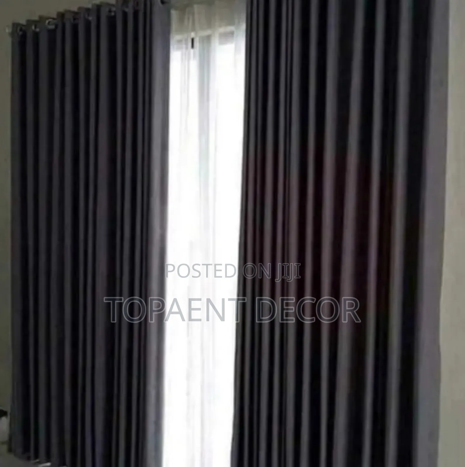 Dark Grey Total Blackout Curtains and White Sheers
