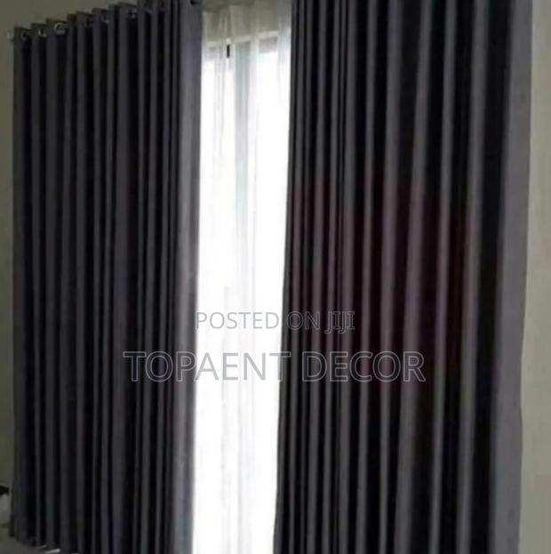 Dark Grey Total Blackout Curtains and White Sheers