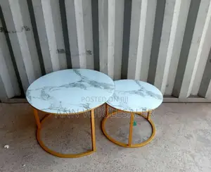Marble Nesting Coffee Table (Glass Effect) White M-E6
