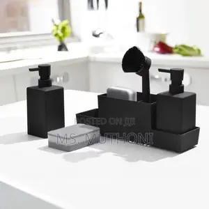 Matte Black Kitchen Soap Dispenser With Sponge Holder Set