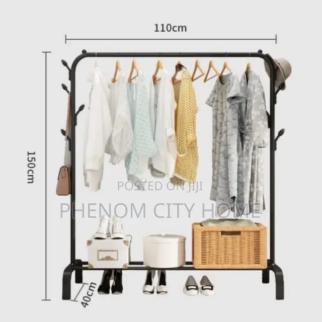 Clothing Rack With Lower Storage Shelf For Boxes/Shoes