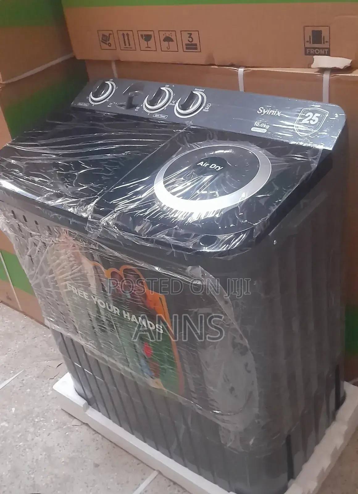 Syinix Black 10kgs Wash and Spin Top Loader Laundry Machine