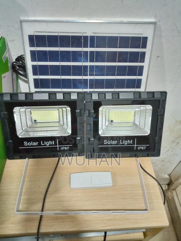 Two Solar Floodlights 50W Sharing One Solar Panel - main view