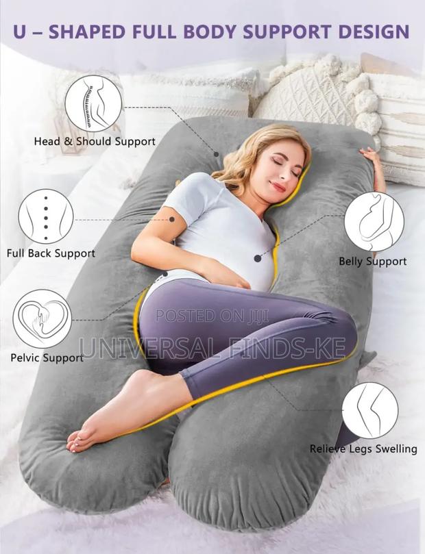 Soft Velvet U Shaped Imported Pregnancy Pillow Better Sleep - thumbnail 3