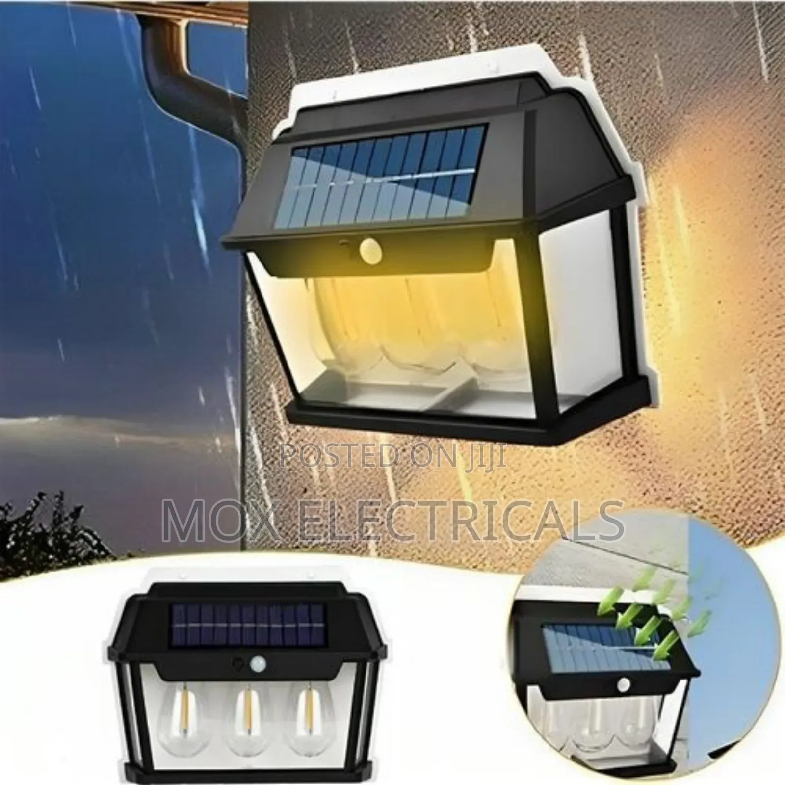 Solar Outdoor Wall Light (3 Bulbs)